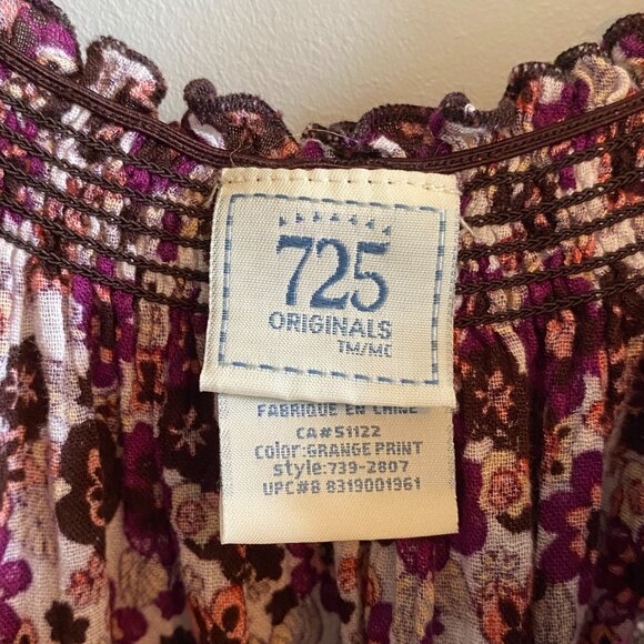 70s Style Floral Peasant Babydoll Puff Sleeve Ruffle Top Boho Cotton - Picture 6 of 9